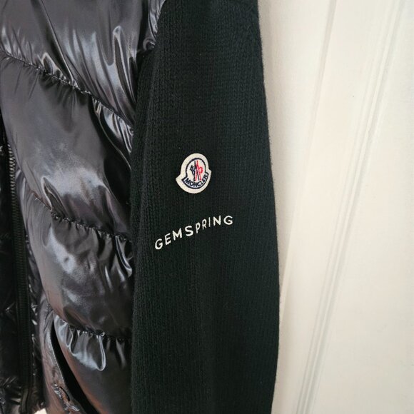 NWT Moncler Cardigan Tricot Down Puffer Small Jacket Black COMPANY LOGO READ - Picture 2 of 13